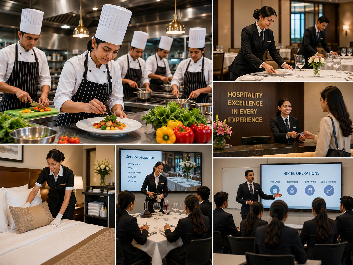 Students engaged in practical training for PG Hotel Management