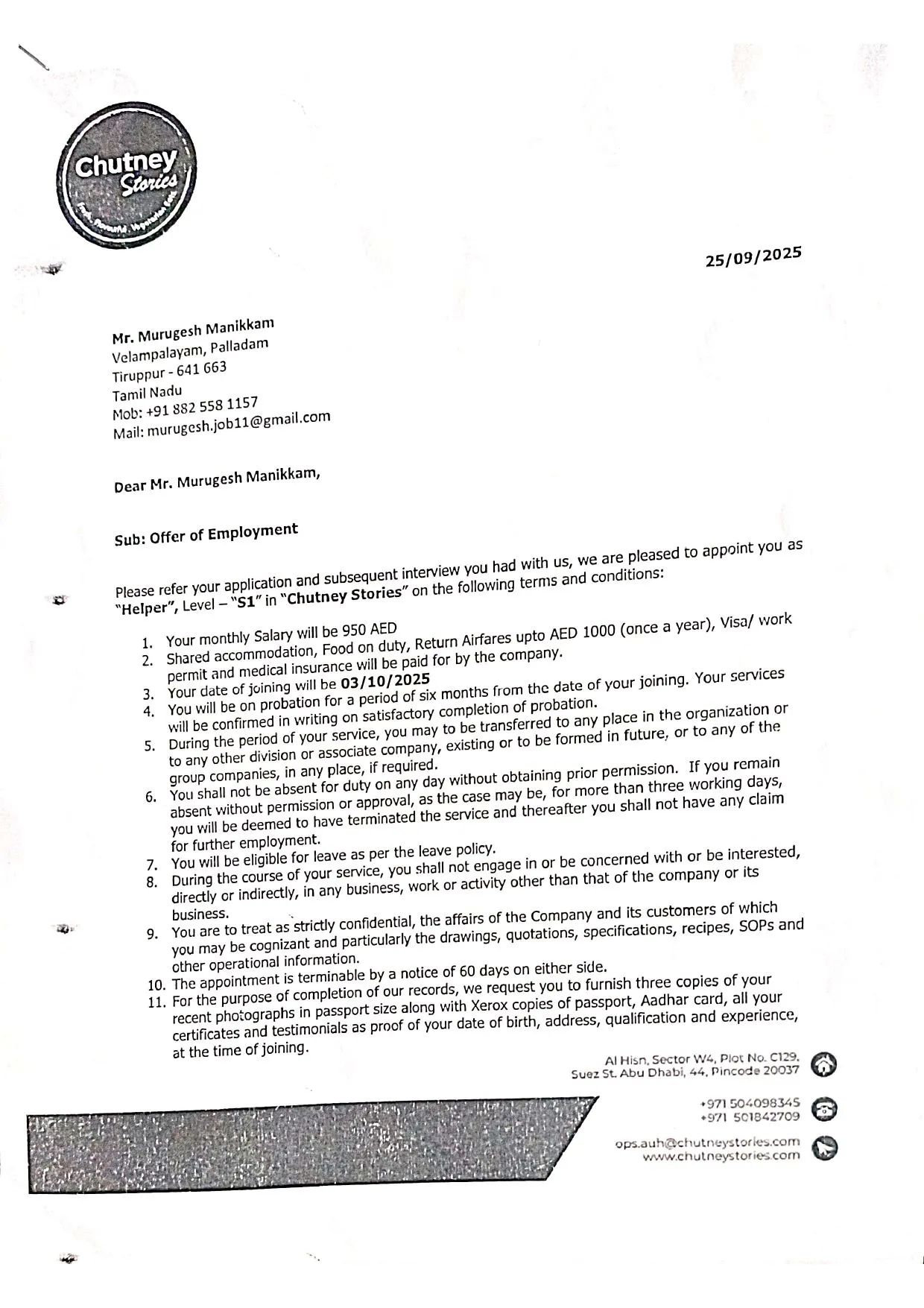 International placement visa approval of Annamal Institute student